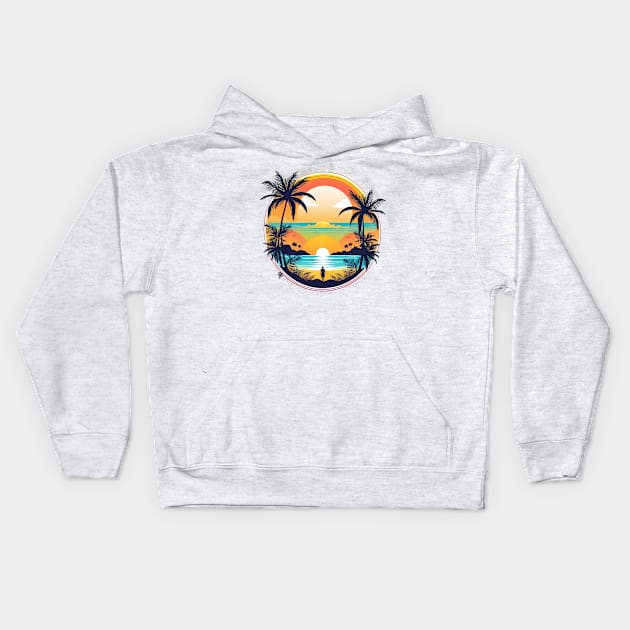 Beach Summer Vibes Kids Hoodie by TaevasDesign